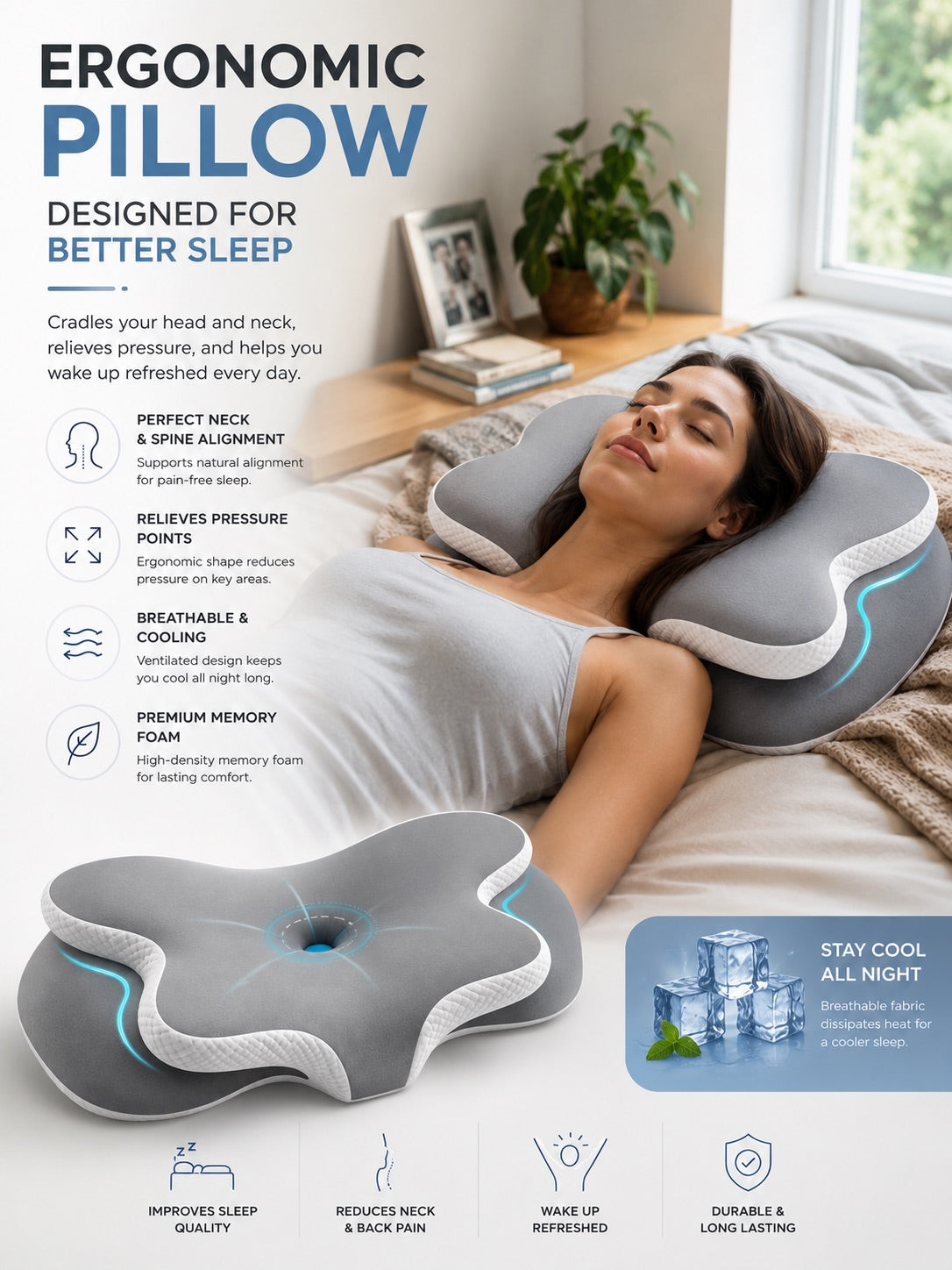 Ergonomic Memory Foam Neck Pillow